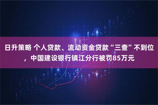 日升策略 个人贷款、流动资金贷款“三查”不到位，中国建设银行镇江分行被罚85万元