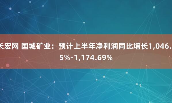 长宏网 国城矿业:预计上半年净利润同比增长1,046.75%-1,174.69%